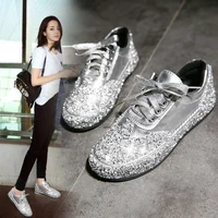 2021 new women loafers sneakers black silver sport flats breathable outdoor superstar shoes party rhinestone bling bling shoes