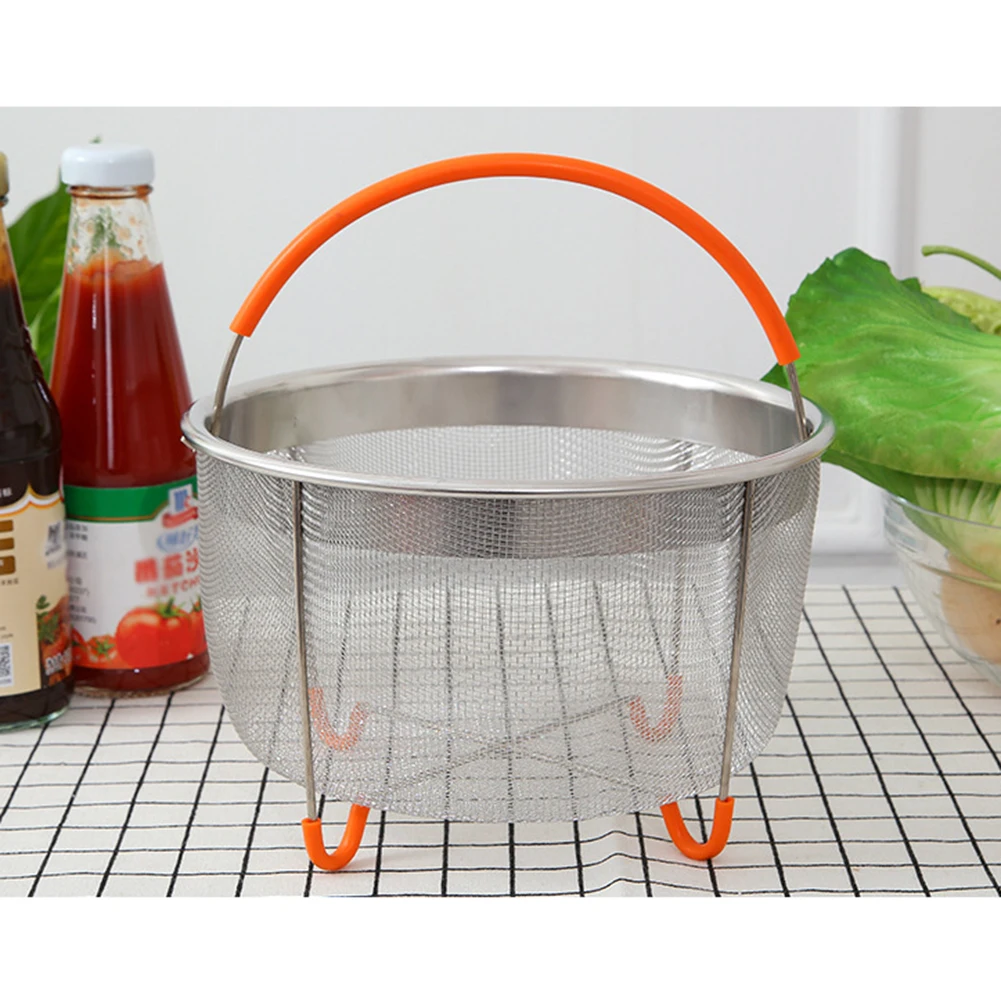 

Multifunction Sturdy 304 Stainless Steel Steamer Insert Basket for 6qt Instant Pot Pressure Cooker with Silicone Handle