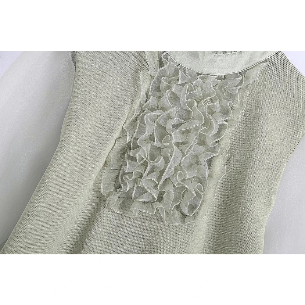 Женское трикотажное платье элегантное контрастное из органзы с высоким воротом