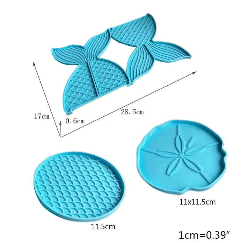 

XX9C 3D Fishtail Bracket Epoxy Resin Mold Fish Scale Flower Coaster Tray Silicone Mould DIY Crafts Ornaments Decorations Mold