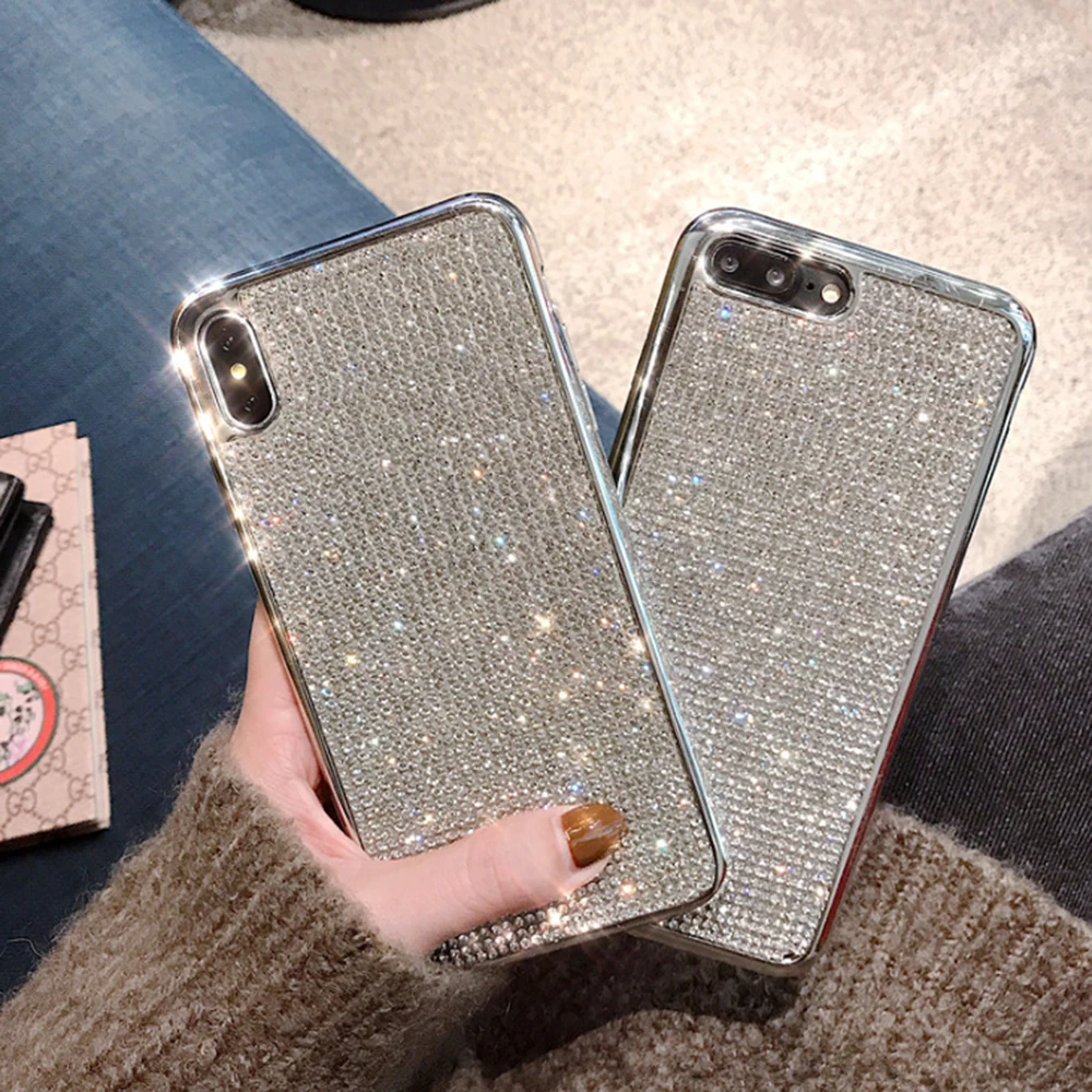 Элегантный ударопрочный чехол для телефона с бриллиантами iPhone X XS Max XR 6 6s 7 8 Plus
