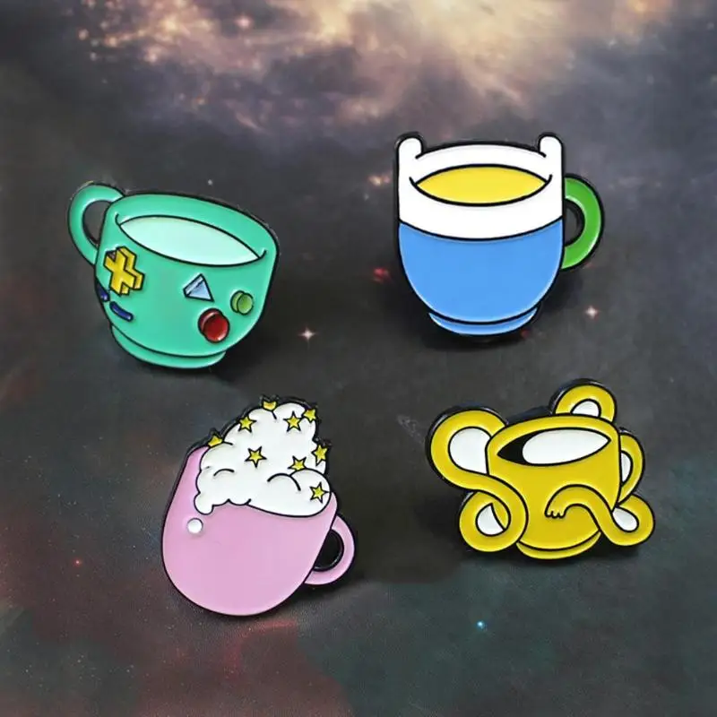 Брошь булавка карамельного цвета значок в виде чашки кофе украшение для куртки