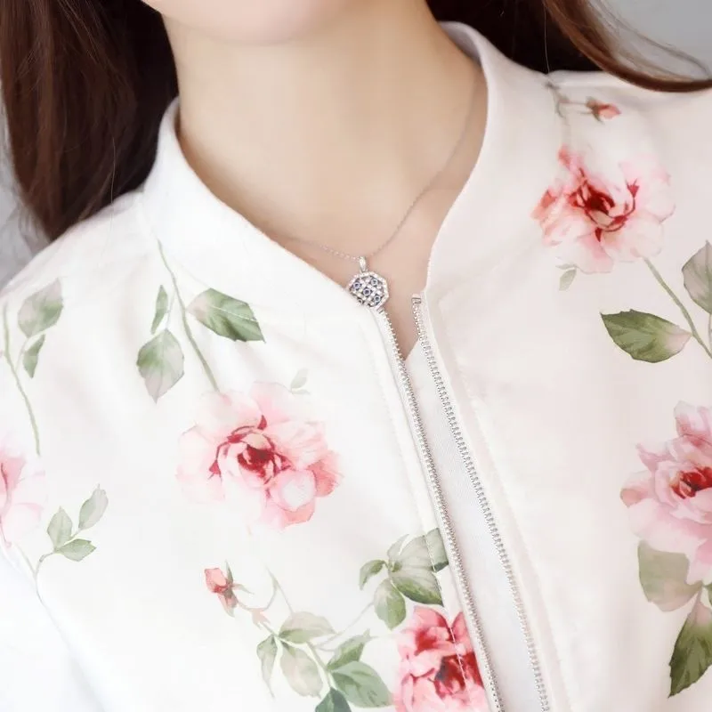 Новинка 2021 модная летняя женская куртка бомбер с принтом Базовая длинным рукавом