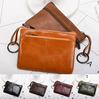 mini purse for men wallet women genuine leather zipper vintage short lady small slim female womens wallet male thin hot sale