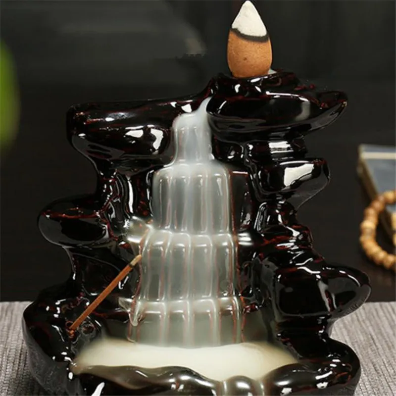 Горы водопад маленький черный Задний поток курильница Керамическая дзен