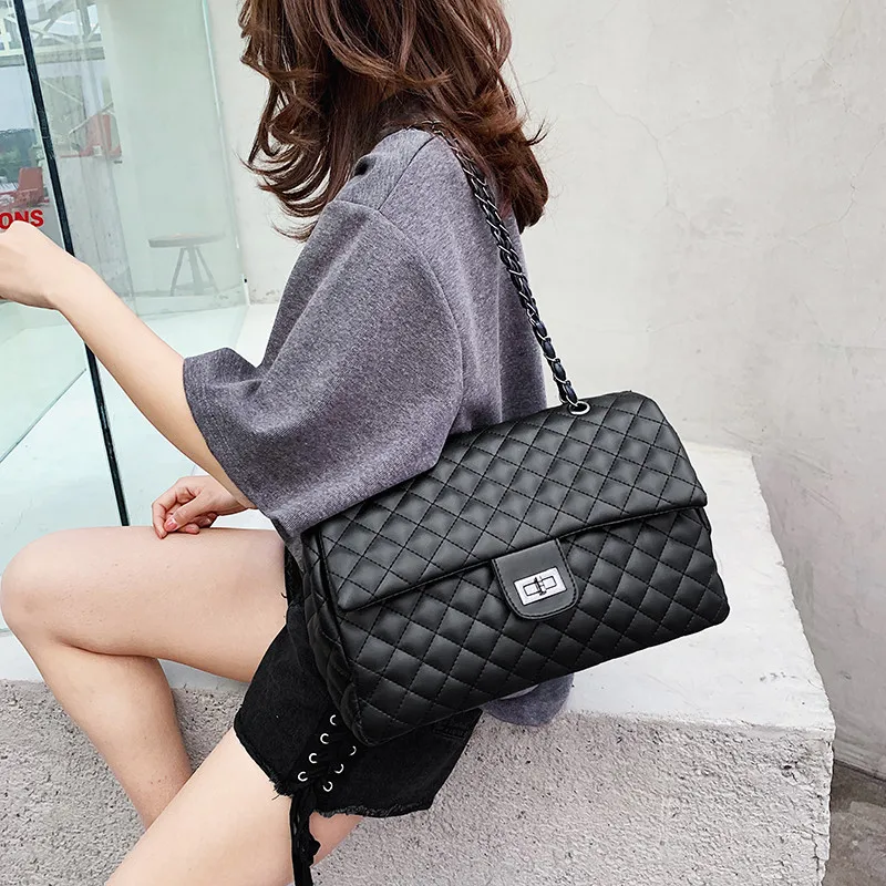 

Rhombus Plaid Women Messenger Bag Big Capacity Female Chain Pillow Shoulder Bags Diamond Lattice Large Size Luxury Lady Handbag