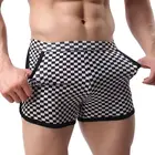Мужские клетчатые шорты, повседневные шорты-боксеры для бодибилдинга, быстросохнущие спортивные штаны с карманом для тренировок