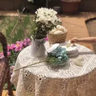 Кружевная скатерть из хлопка и льна, прямоугольная скатерть для обеденного стола, полый декоративный фон для фотографий