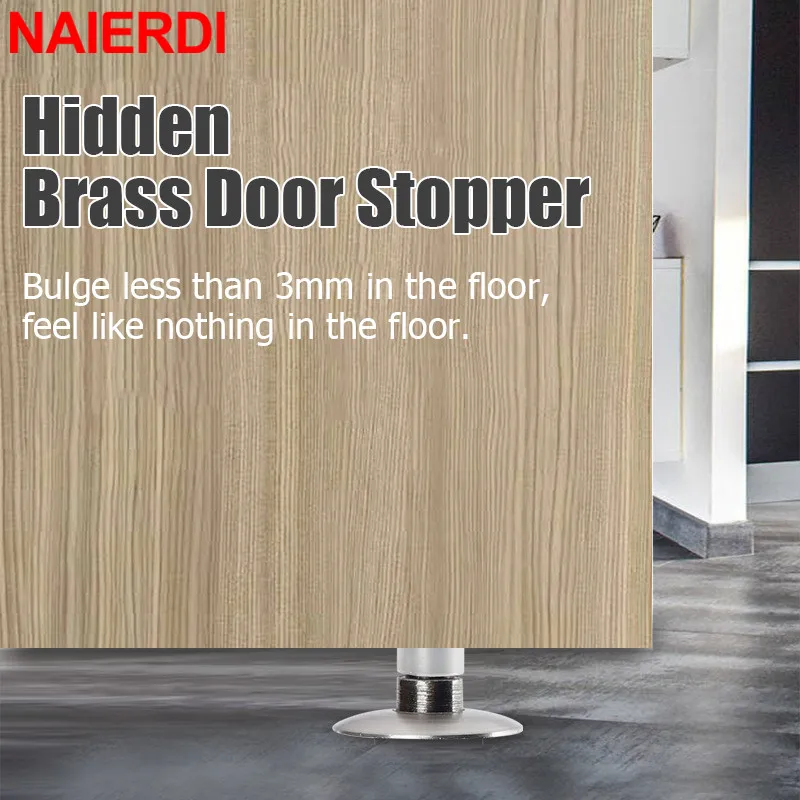 

NAIERDI Magnetic Invisible Door Stopper Brass Door Stop Heavy Duty Hidden Door Stop Door Hardware For Door Floor Installation