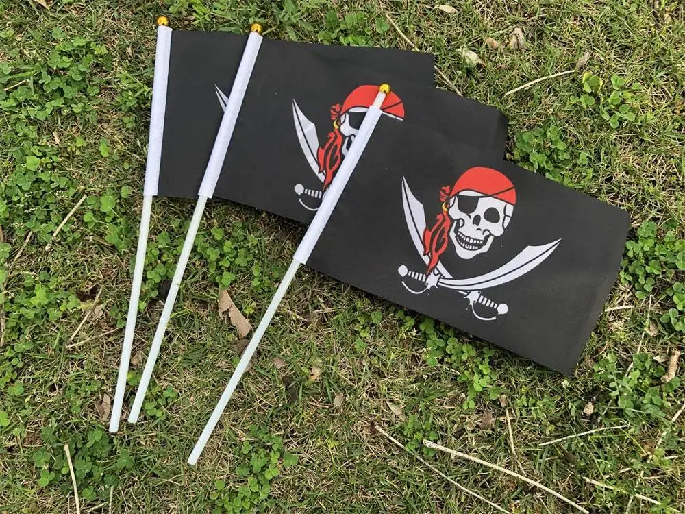 Пиратский флаг 20 шт. пиратский с черепом Роджера Калико полиэфирный 14x21 см