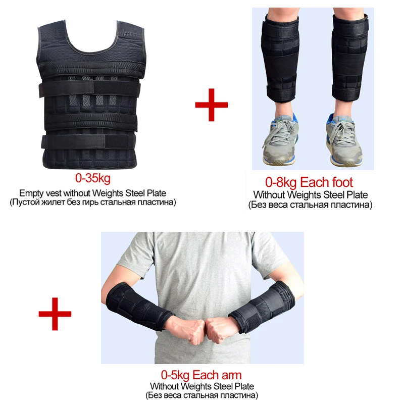 

New 15/35KG Adjustable Loading Weight Vest Boxing Training Jacket Gym Fitness Equipment Running Workout Waistcoat Sand Clothing