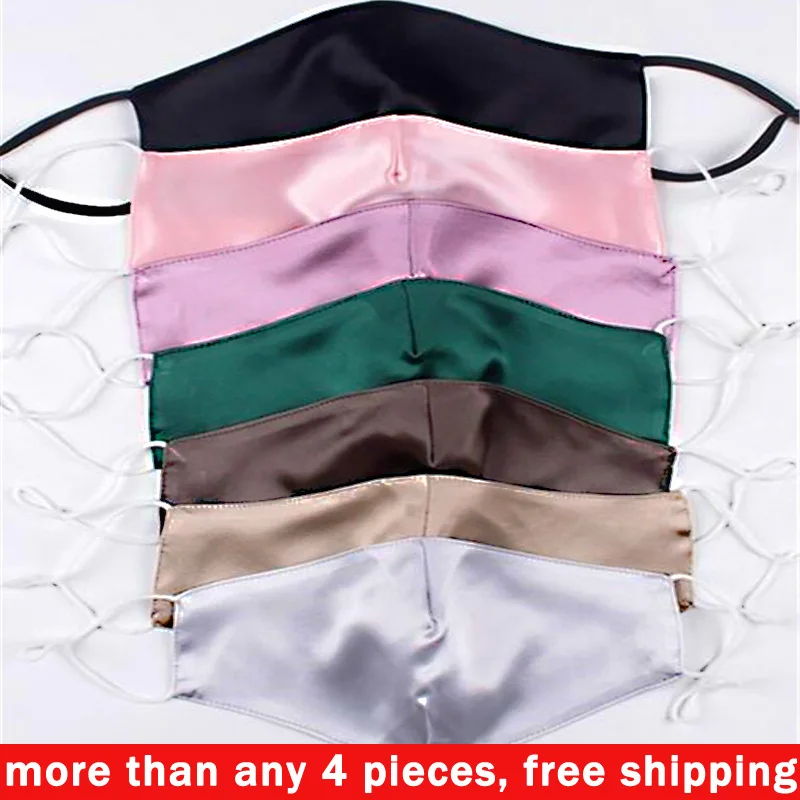 

Sexy Comfortable Silk Mask Washable Breathable Mouth Masks Dustproof Adjustable Mask Cover for Women Girls Party Accessories