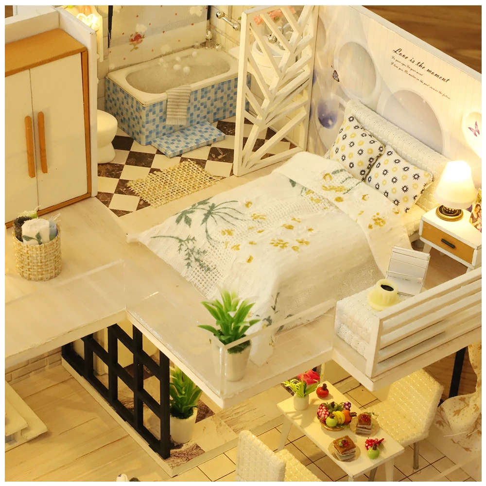 cutebee diy dollhouse kit wooden doll house miniature house furniture kit toys for children christmas gift td32 free global shipping