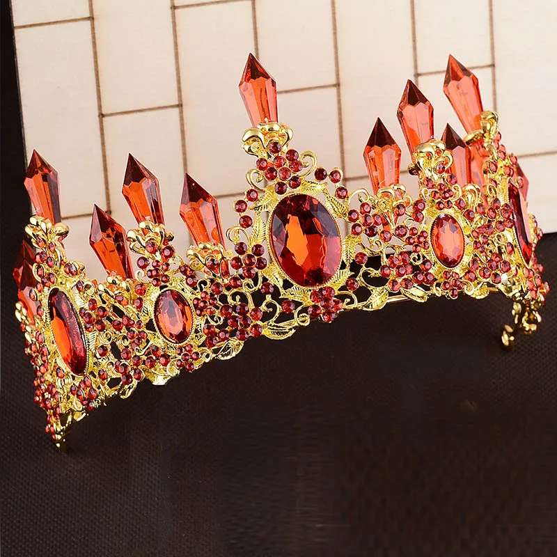Красный Серебряный Большой LED тиара женщин Кристалл цветочный головной венок