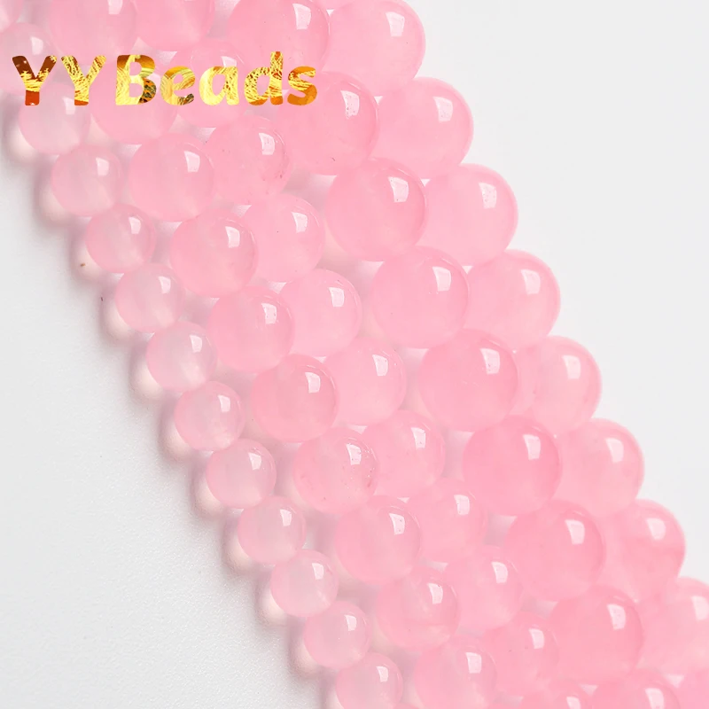 Натуральные светло-розовые бусины из халцедона джейд 4 6 8 10 12 14мм свободные пространственные элементы для изготовления ювелирных изделий, браслетов с подвесками DIY 15 дюймов.