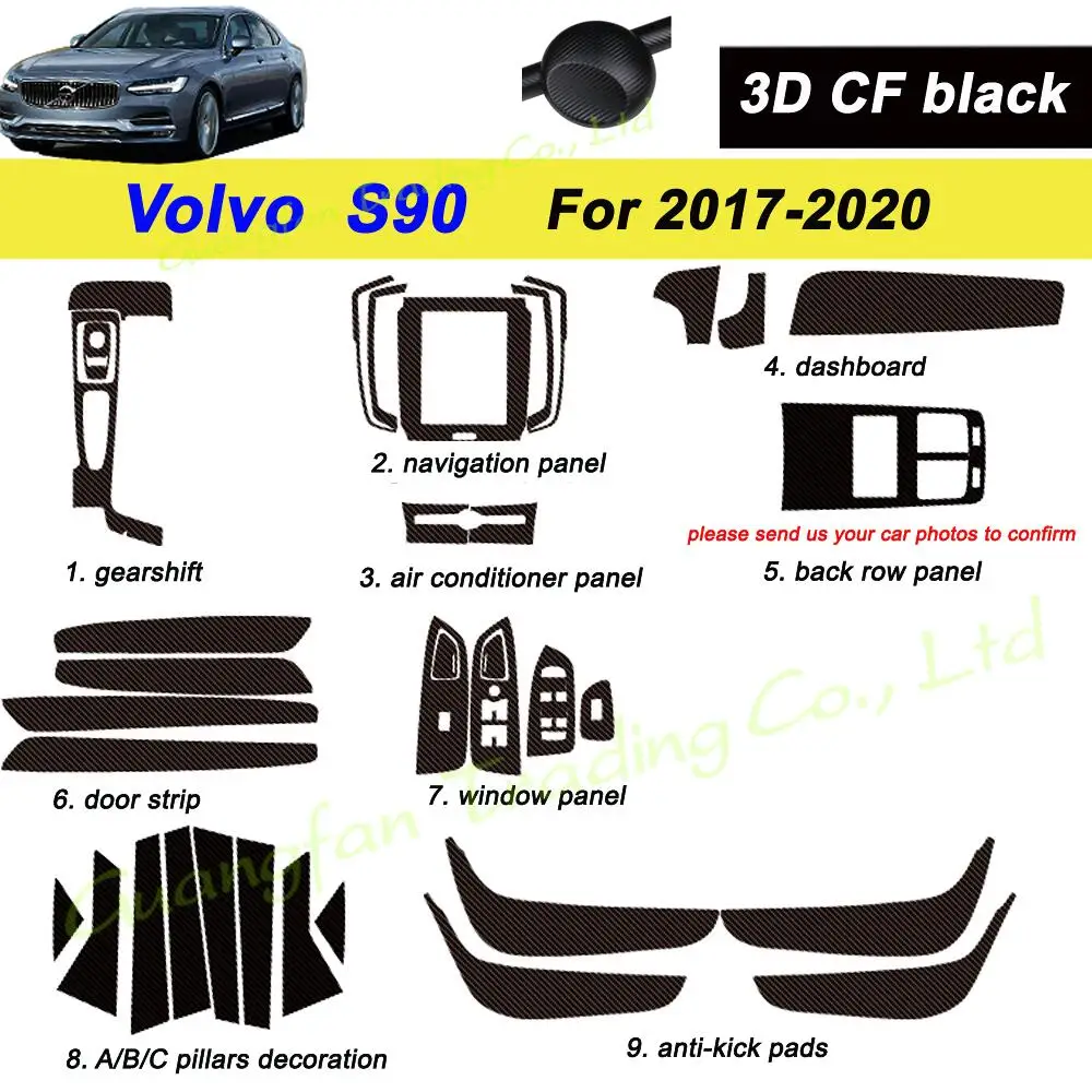 Для Volvo S90 2017-2020 автомобильный Стайлинг 3D/5D углеродное волокно интерьер