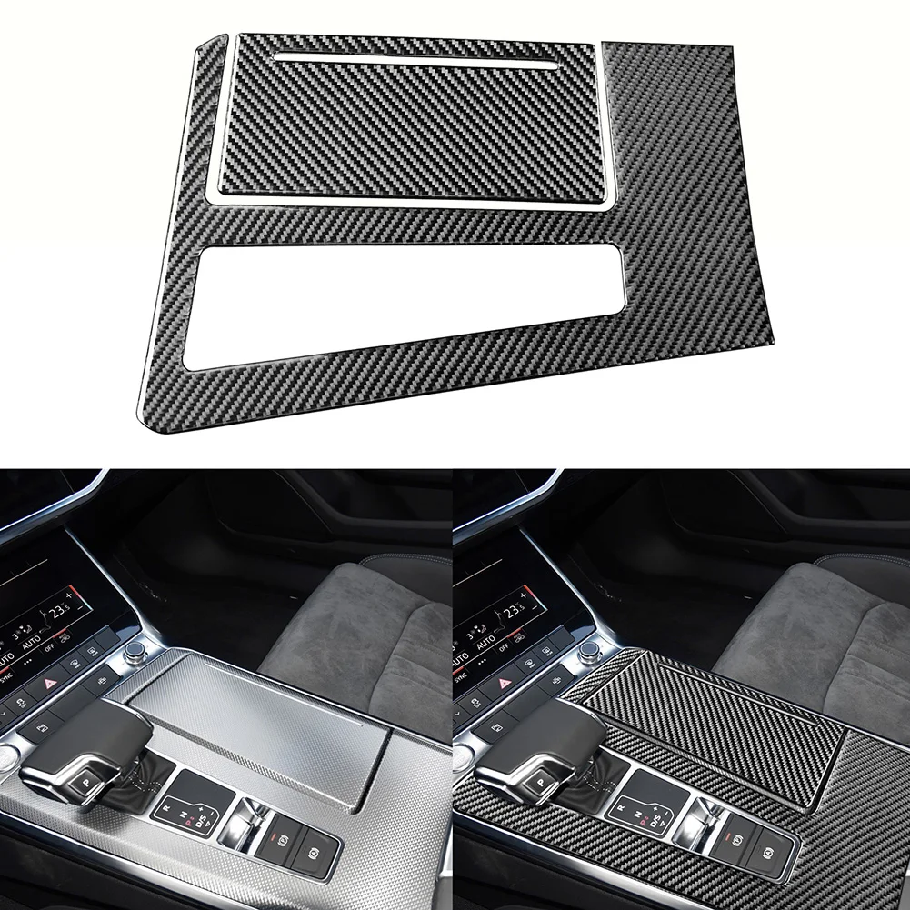 

2pcs Car Gear Shift Panel Trim Cover Frame Fit for Audi A6L A7 2019 LHD Genuine Carbon Fiber Automobiles Parts Accessories