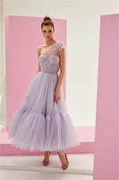 light purple evening dresses 2021 one shoulder tulle ankle length custom made homecoming prom party gowns robe de soriee