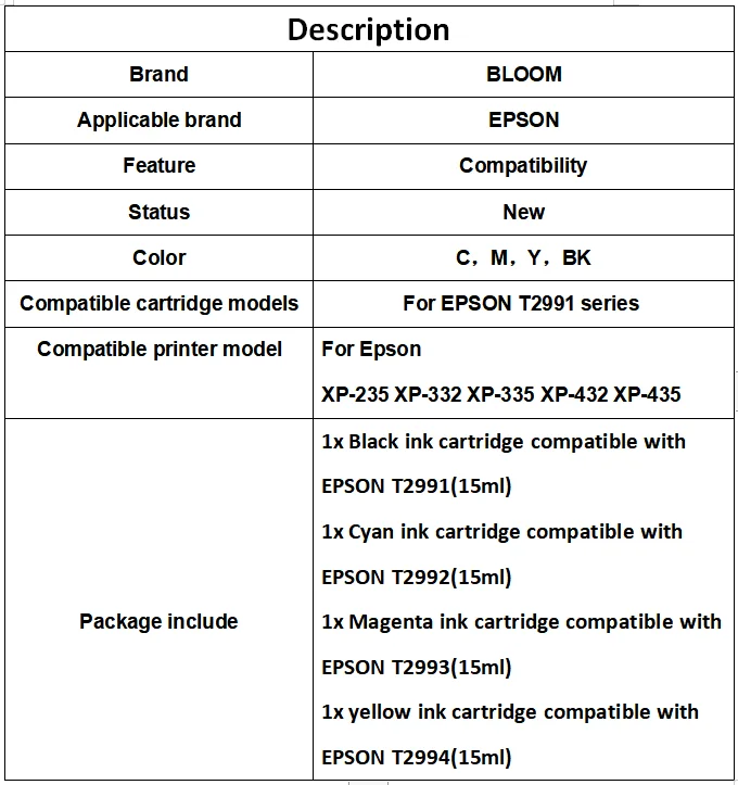 1BK 29XL T2991 bk E-2991 черный уплотняющие патрон чернил для принтера EPSON Expression Home XP-235 XP-332 XP-335 XP-432 XP-435 принтер