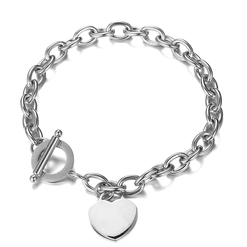 Женские браслеты из нержавеющей стали цепочка пустое сердце талисманы браслет