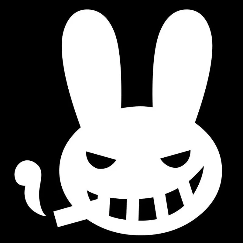 

Fun Smoking Bunny Rabbit Waterproof PVC Car Styling Tail Sticker Race Car Sticker 11.8cm*12.7cm