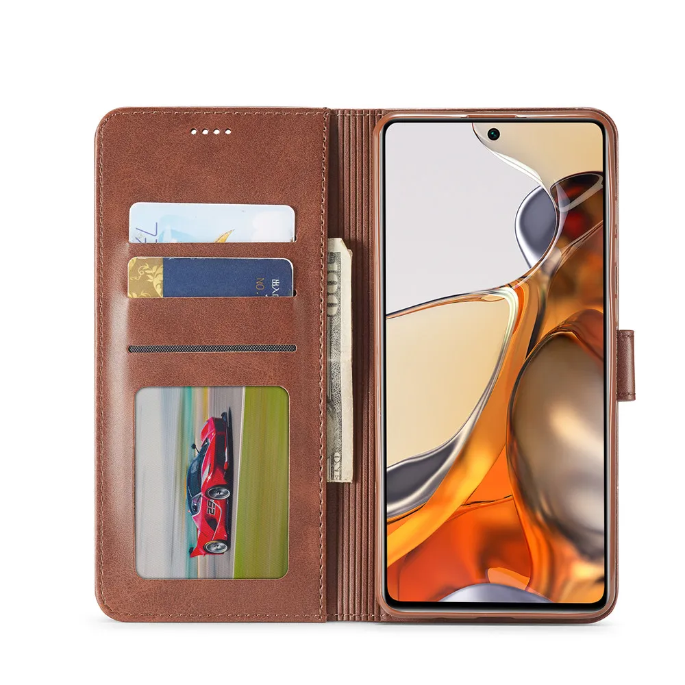 Чехол для Xiaomi 11T Pro кожаный кошелек + силиконовый чехол-книжка Mi чехол телефона MI