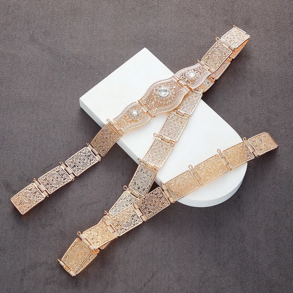 Женский свадебный золотой и серебряный металлический ремень с цветком от