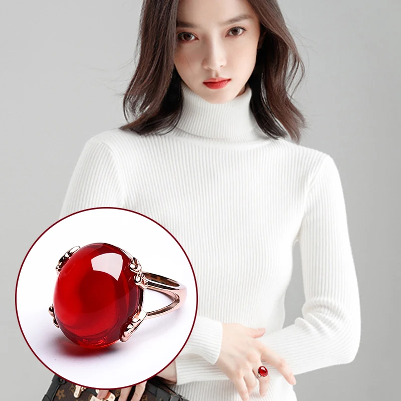 Дизайнерское Янтарное Кольцо женское регулируемое кольцо с куриным маслом и