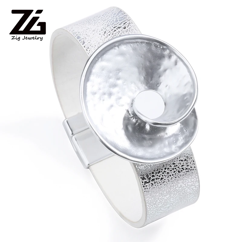 Женские кожаные браслеты с цинком ZG серебристого цвета шармами Zlloy 2019|Браслеты