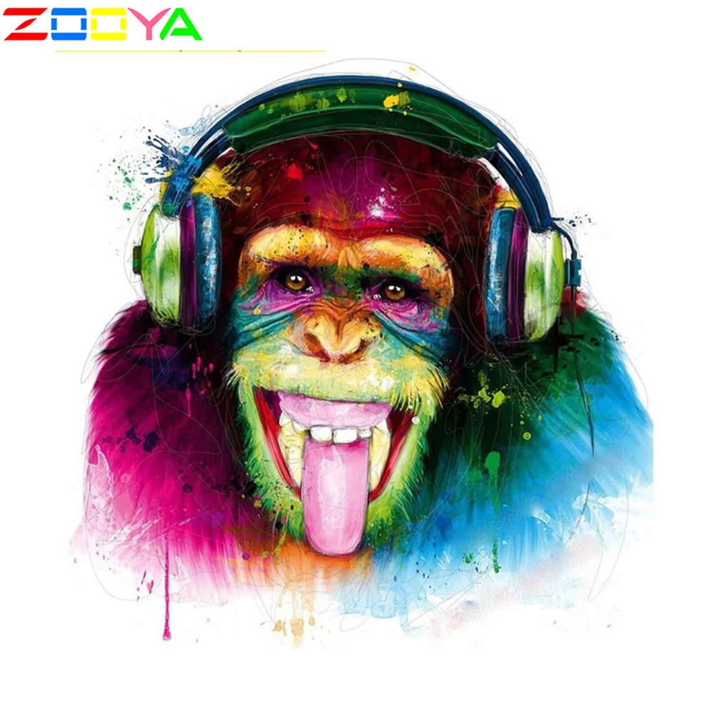 Zooya 5D Diy Алмазная Бриллиантовая мозаика с животным обезьянкой вышивка крестом