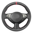 Мягкий черного цвета из натуральной кожи и замши чехол рулевого колеса автомобиля для Infiniti FX FX35 FX37 FX50 QX70 Nissan Juke Maxima 370Z Sentra X-Trail SV