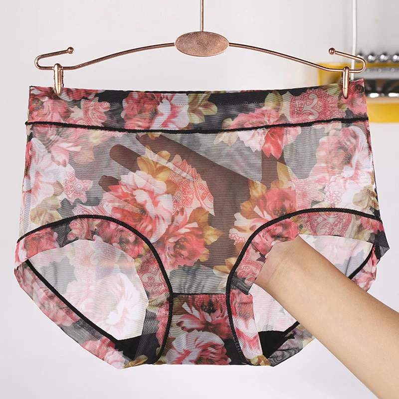 Женские бесшовные трусики с цветочным узором со средней талией сексуальные