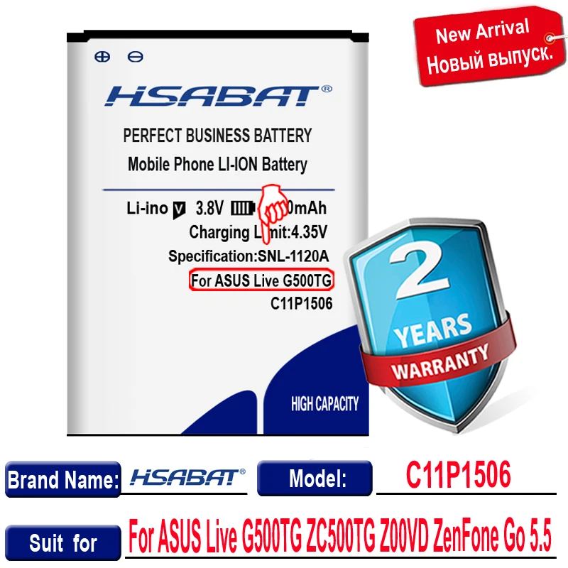 Аккумулятор HSABAT C11P1506 5650 мАч для ASUS Live G500TG ZC500TG Z00VD ZenFone Go 5 дюйма | Мобильные