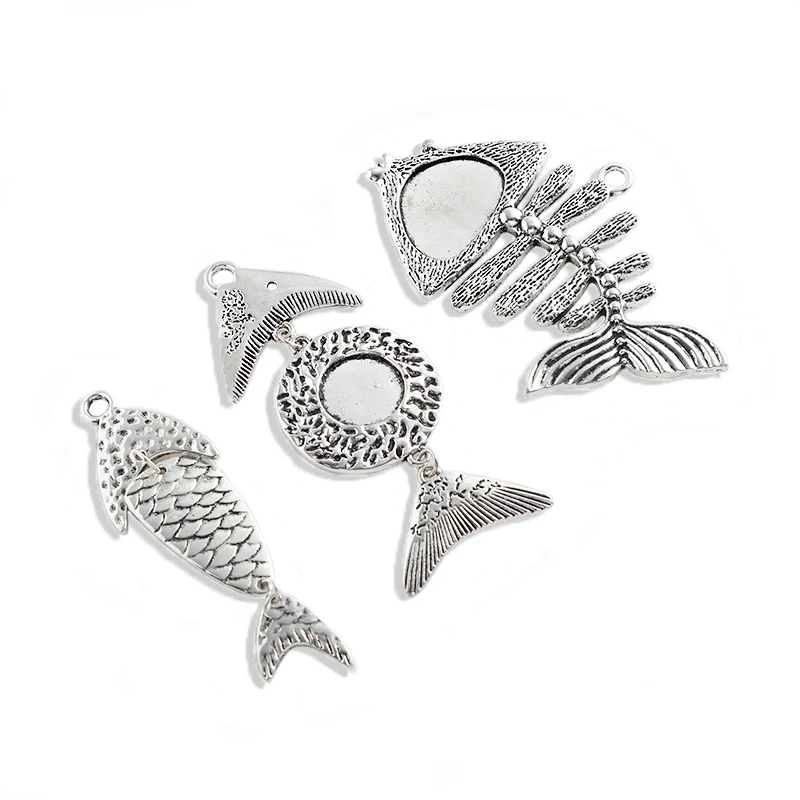 

2pcs Antique Silver Color Large Fish Bone Charm Pendant For DIY Necklace Jewelry Findings Making Handmade Crafts Accessories