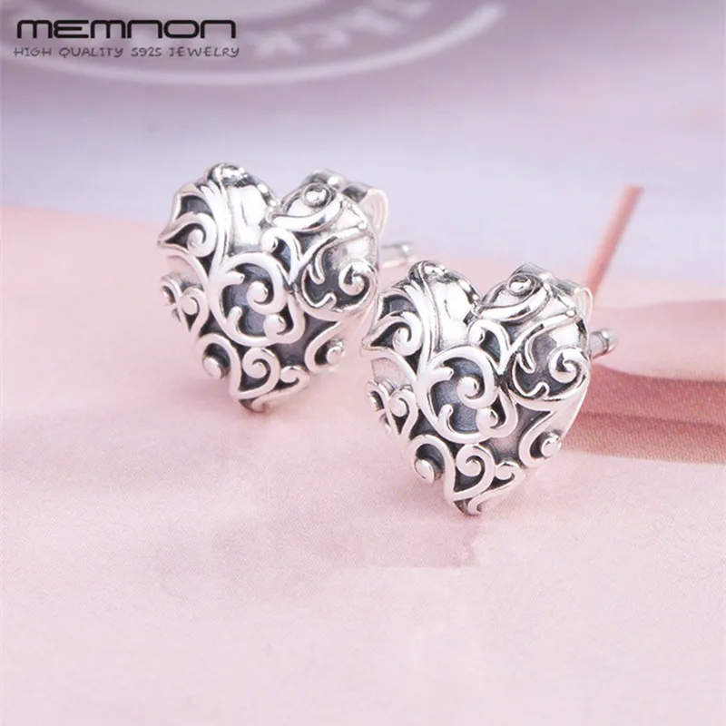 Женские серьги-гвоздики из серебра 2018 пробы с сердечками ювелирные украшения