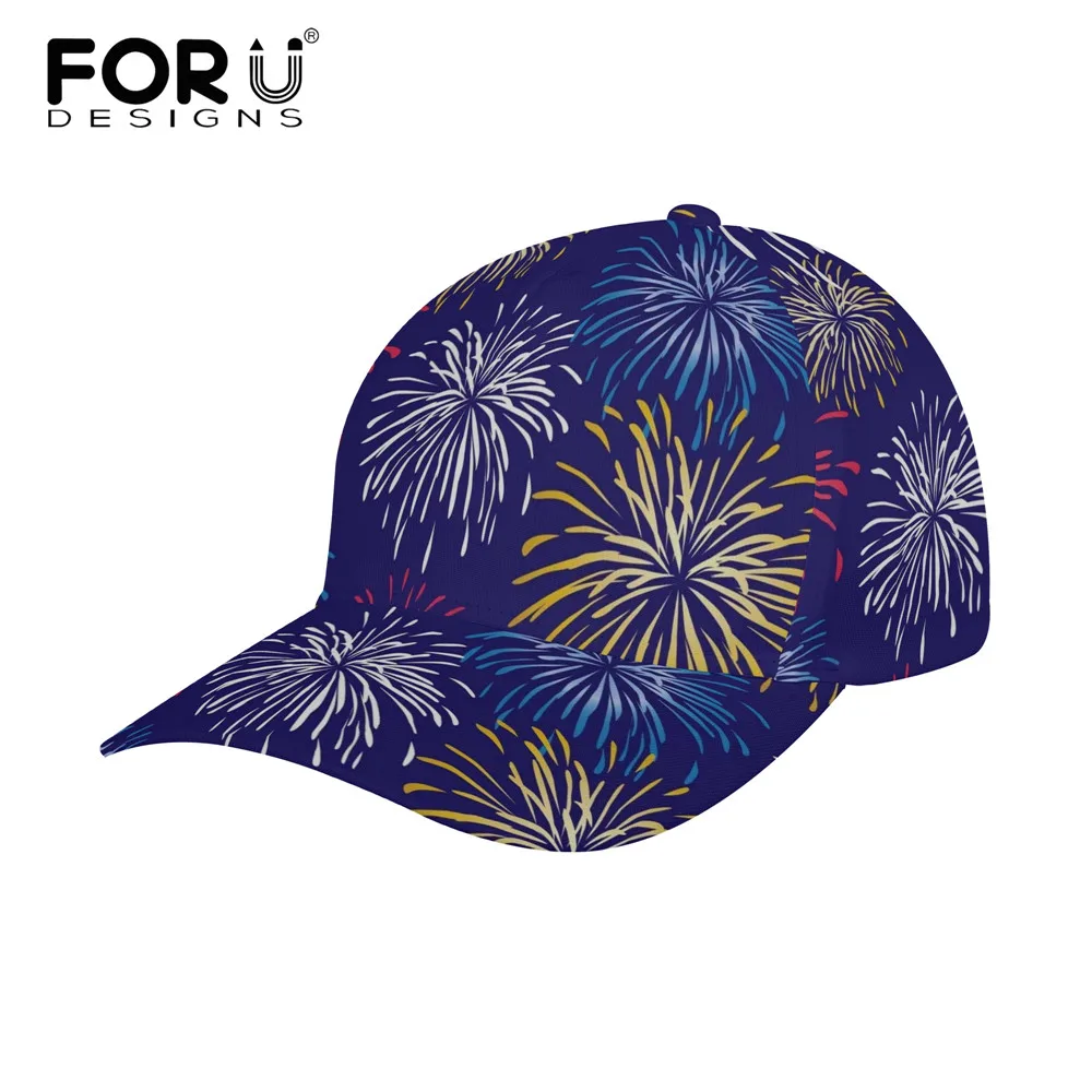 

FORUDESIGNS Gorgeous Fireworks Pattern Plain Hat Cotton Structured Baseball Cap Buckle Closure Snapback Hats For Men Female