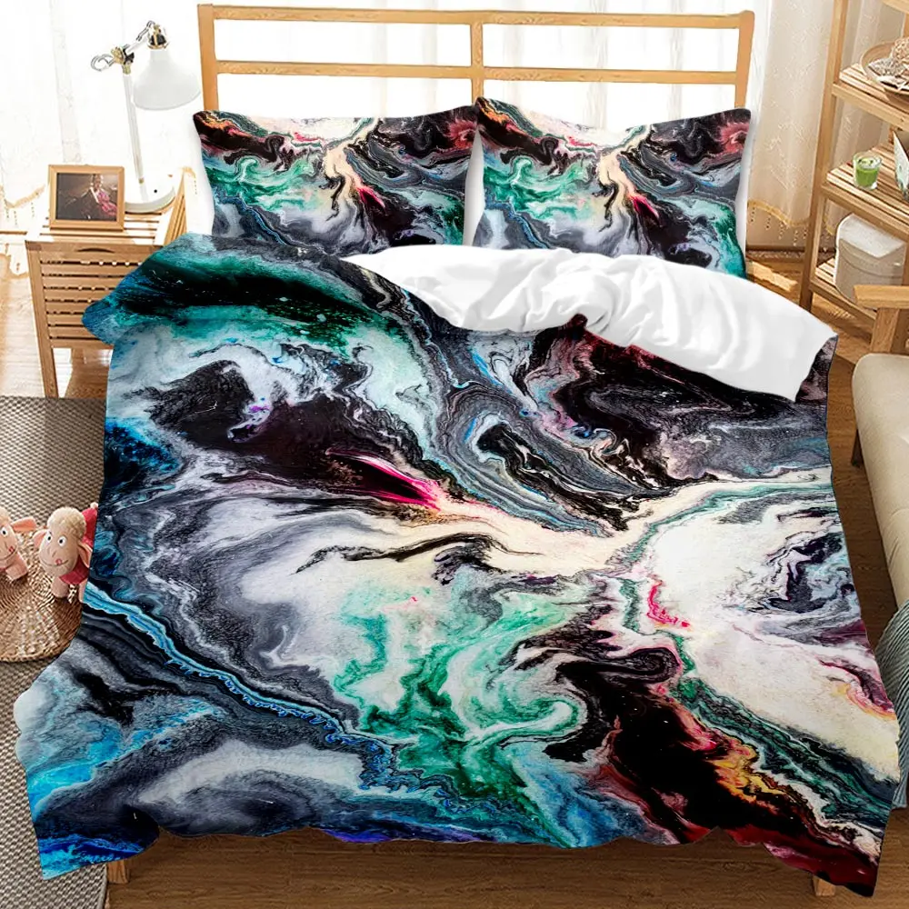 

Marble flow color twin queen king kids bedding set anime luxury full size sets pink bed comforter set duvet cover bedroom