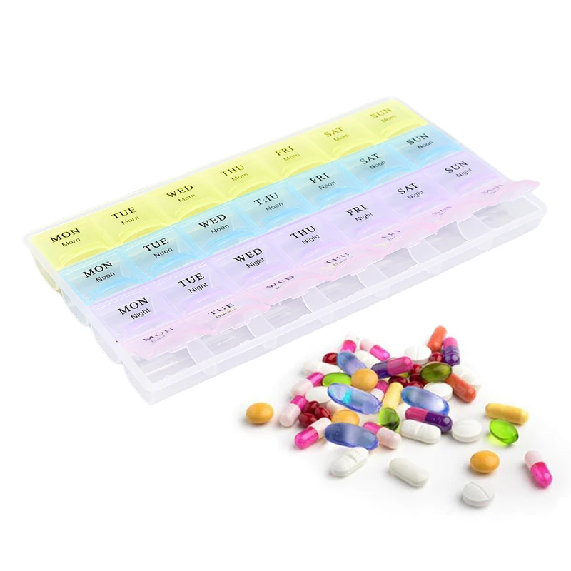 

28 Squares Daily Medicine Holder Pillbox Monthly Pill Box Organizer Dispenser Medicine Storage Container Case New
