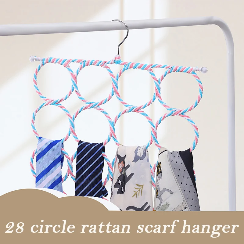 

28 Ring Scarf Wraps Shawl Storage Hanger Scarf Rack Hanger Hanging Scarf Hijab Tie Clothing & Wardrobe Storage 73X37CM TB
