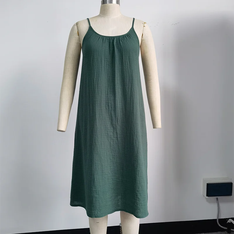 Женское длинное хлопковое платье без рукавов с открытой спиной летние