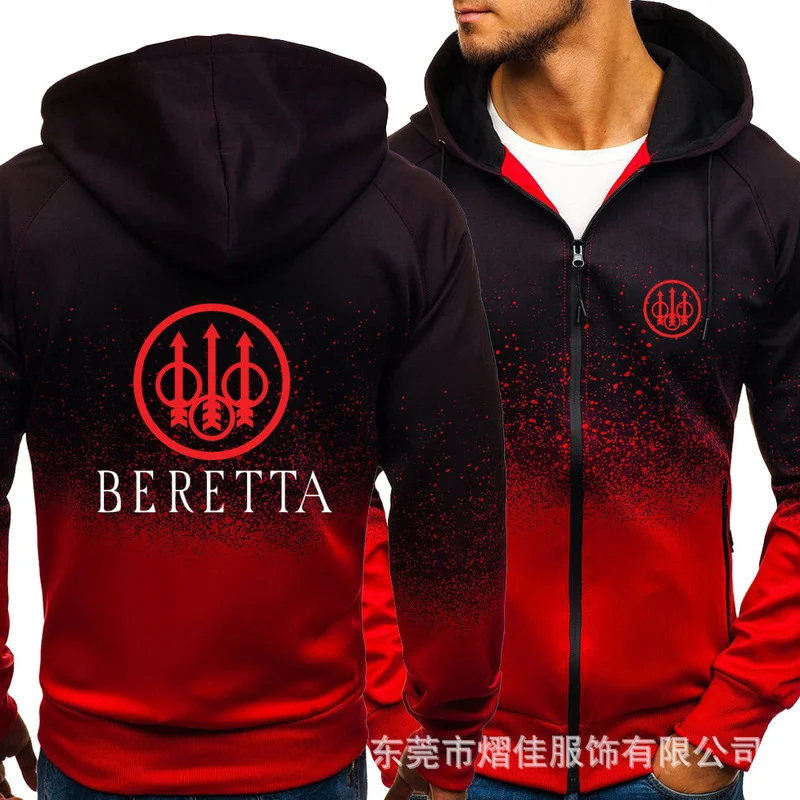 

Fashion Men's Hoodies BERETTA Casual Harajuku Gradient color Cardigan Coat Mens Fleece Outdoor Sweatshirts zipper Jacket