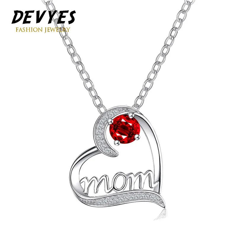 

Letter Mom Heart Shape Inlaid Crystal Zirconia Pendant Necklace Mother's Day Gift High Quality Jewelry