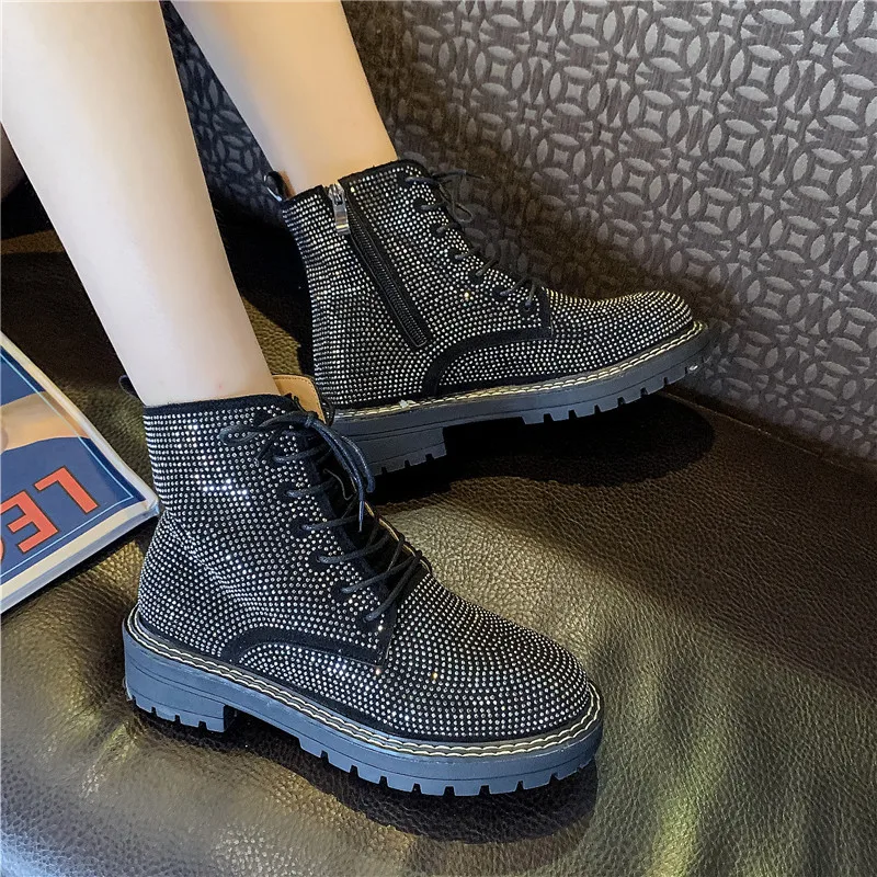 COOTELILI/осенние ботинки Для женщин 2019 Botines Mujer сапоги для бриллиантами модные