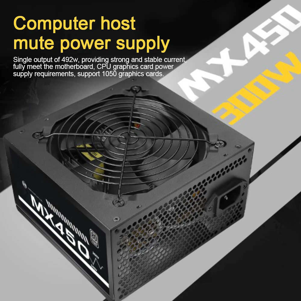 

Блок питания MX450 для игрового ПК, ATX, 12 В, 450 Вт, PFC, бесшумный вентилятор, 24 контакта, 150-264 в, блок питания для настольного компьютера, для Intel