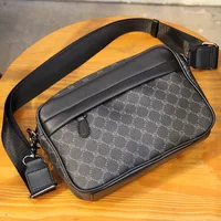 Men Shoulder Crossbody Bag Fashion Luxury Plaid Designer Leather Small Square Bag Male Business Travel Messenger Bags Handbag