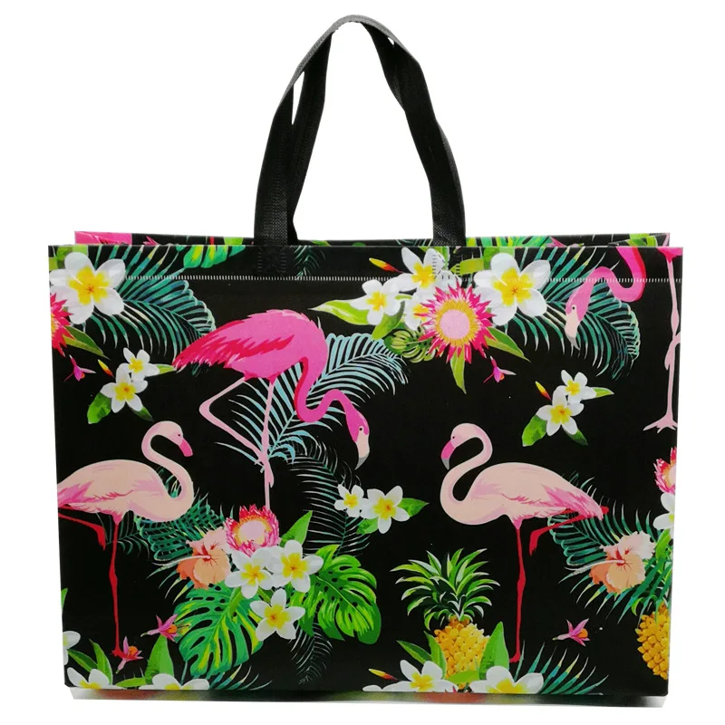 

Женская эко-сумка для покупок, складная сумка из нетканого материала с принтом фламинго, многоразовая большая Холщовая Сумка-тоут