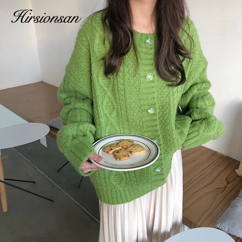

Утепленный кашемировый женский кардиган Hirsionsan, модель 2020 года, зимний винтажный мягкий вязаный свитер в Корейском стиле, женская верхняя од...
