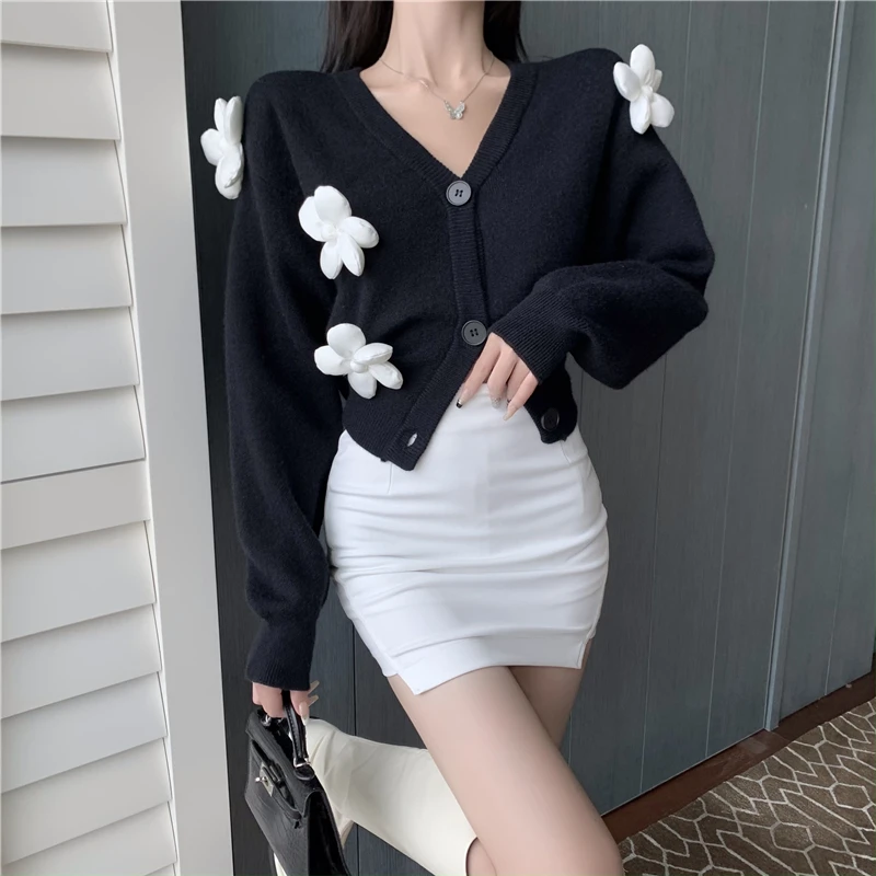 Женский кардиган на пуговицах Harajpoo трикотажный контрастных цветов с V-образным