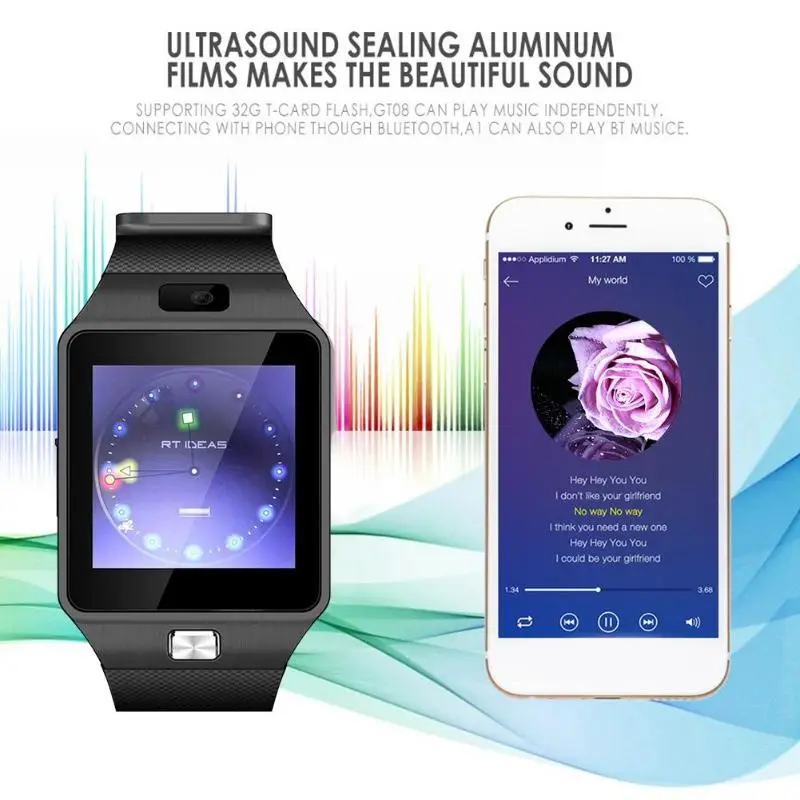Новый DZ09m умные часы с сенсорным экраном камерой Bluetooth SIM карты вызова Smartwatch для Ios