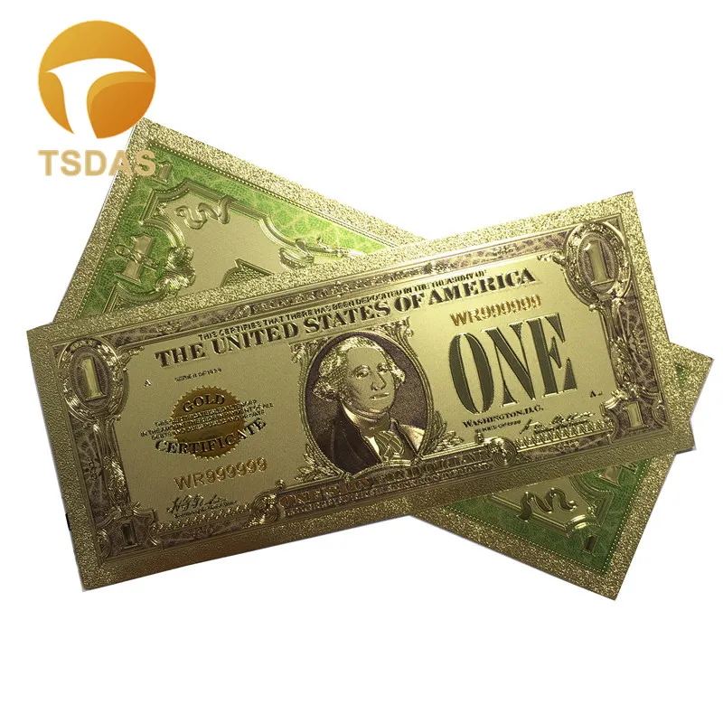 Colorful America 1 Dollar Pure Gold Banknote 2-sides Plated 24K Bill Bank Notes Business Souvenir Gifts 10pcs/lot | Дом и сад